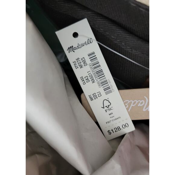 Madewell Sydney Womens Crossbody Cream Cotton Linen Edition Leather Strap NEW - Picture 7 of 11
